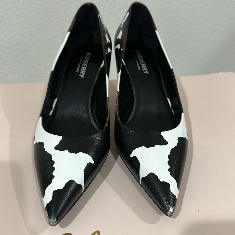 BURBERRY aubri animal print pumps heels pointed toe cow printed authentic - Picture 6 of 7